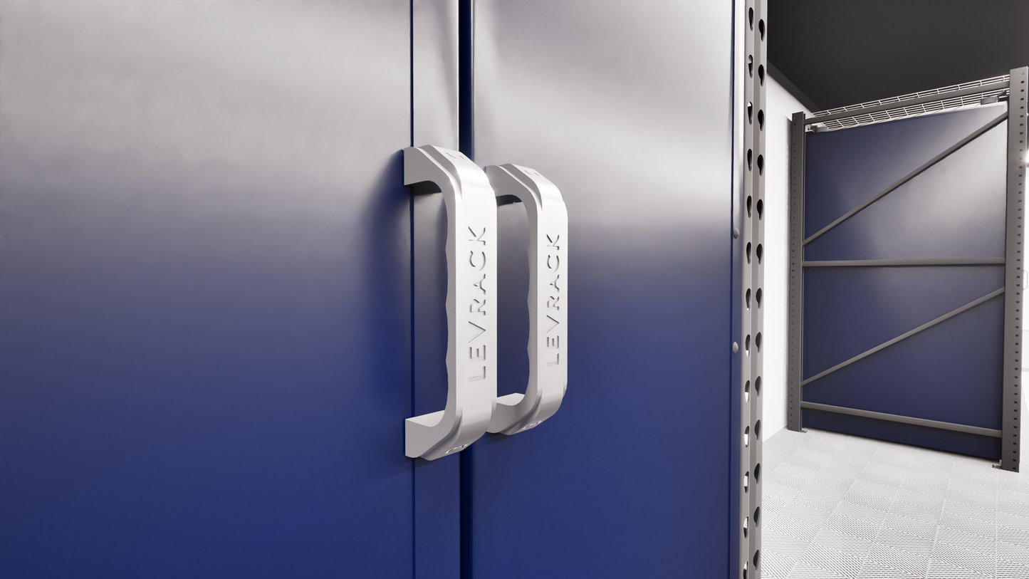 Levrack Storage Solution - Obsessed Garage Edition - Blue With Silver Handles