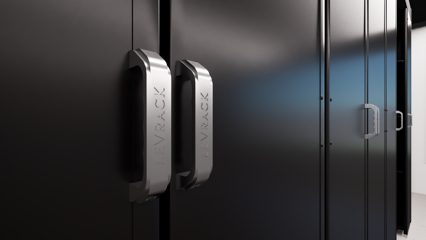 Levrack Storage Solution - Obsessed Garage Edition - Black With Silver Handles
