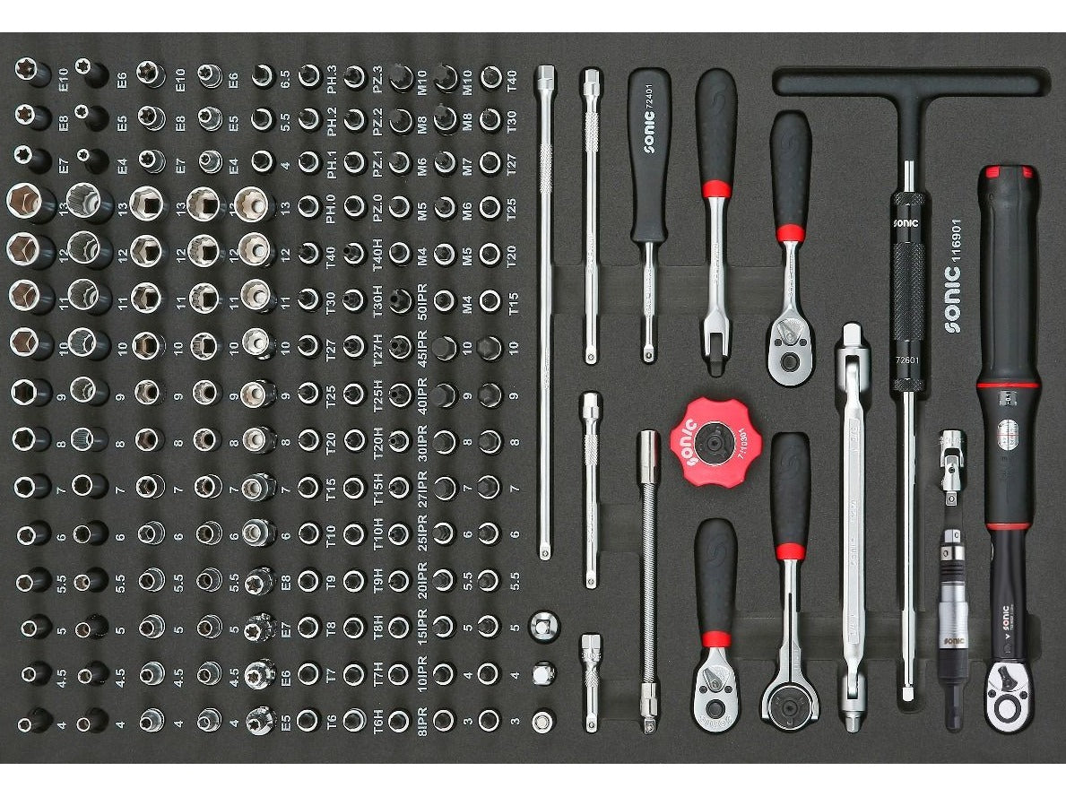 Sonic Foam System - Bit Socket Set 1/4" - 169 Pieces - 26" (Medium)