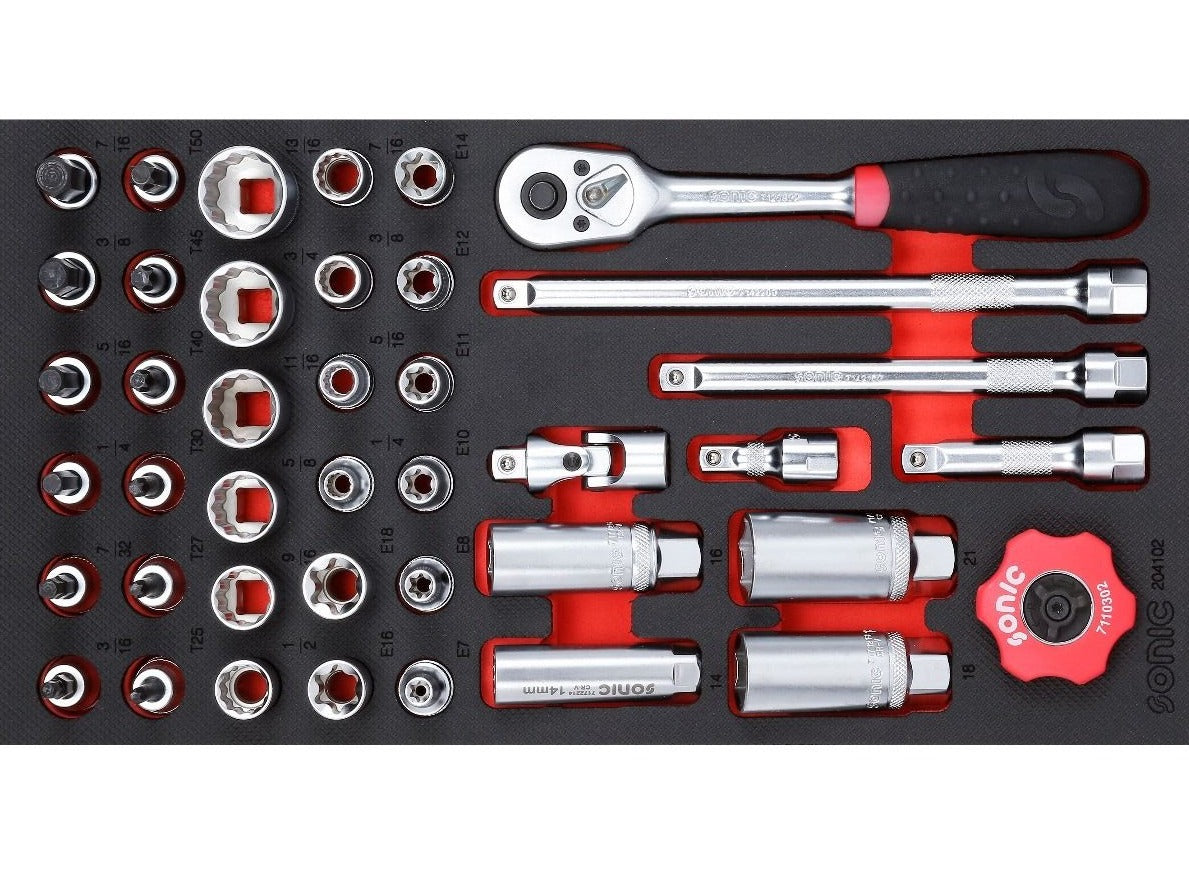 Sonic Foam System - Bit Socket Set 3/8" (SAE) - 41 Pieces - 1/3 (Small)