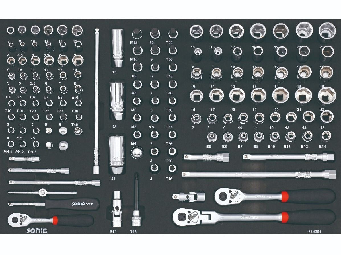Sonic Foam System - Socket Combo Set 1/4", 3/8" - 142 Pieces - 26" (Medium)