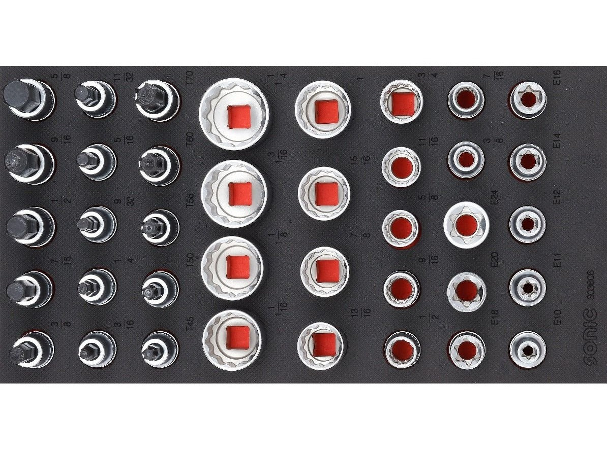 Sonic Foam System - Socket and Bit Socket Set 1/2" (SAE) - 38 Pieces - 1/3 (Small)