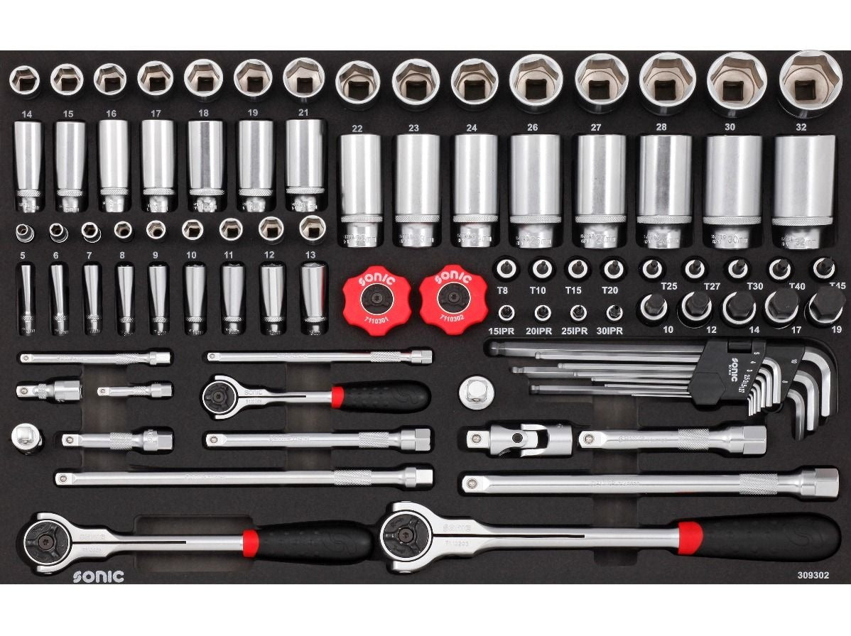 Sonic Foam System - Socket Set 1/4", 3/8", 1/2" - 93 Pieces - 26" (Medium)