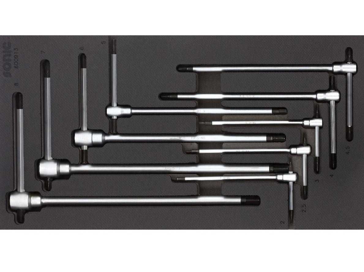 Sonic Foam System - Hexagon Key Wrench Set 3 Tip T-Handle - 9 Pieces - 1/3 (Small)