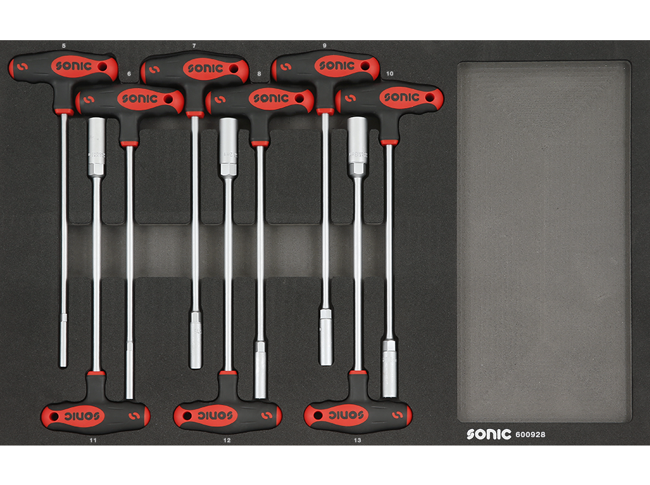 Sonic Foam System - Hex Nut Driver T-Handle Set - 9 Pieces - 26" (Medium)
