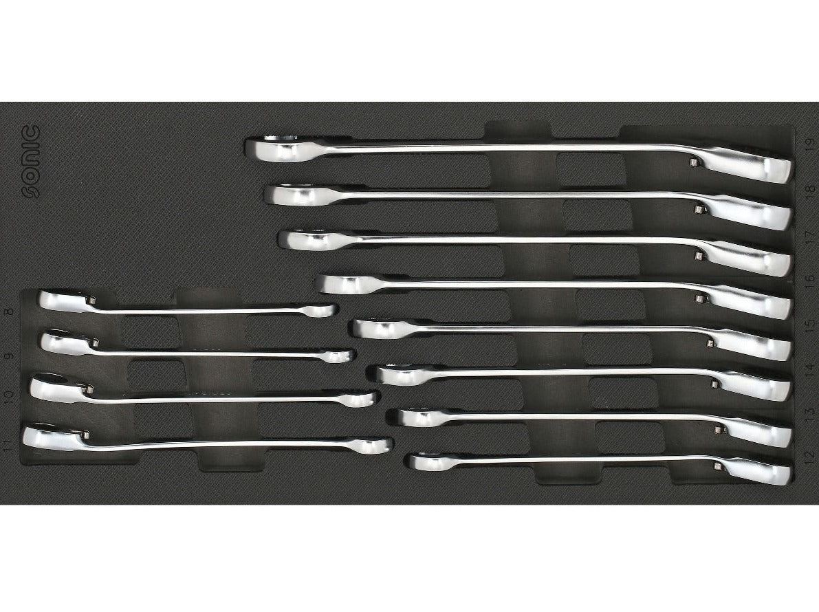 Sonic Foam System - Reversible Ratcheting Wrench Set 12 pt - 12 Pieces - 1/3 (Small)