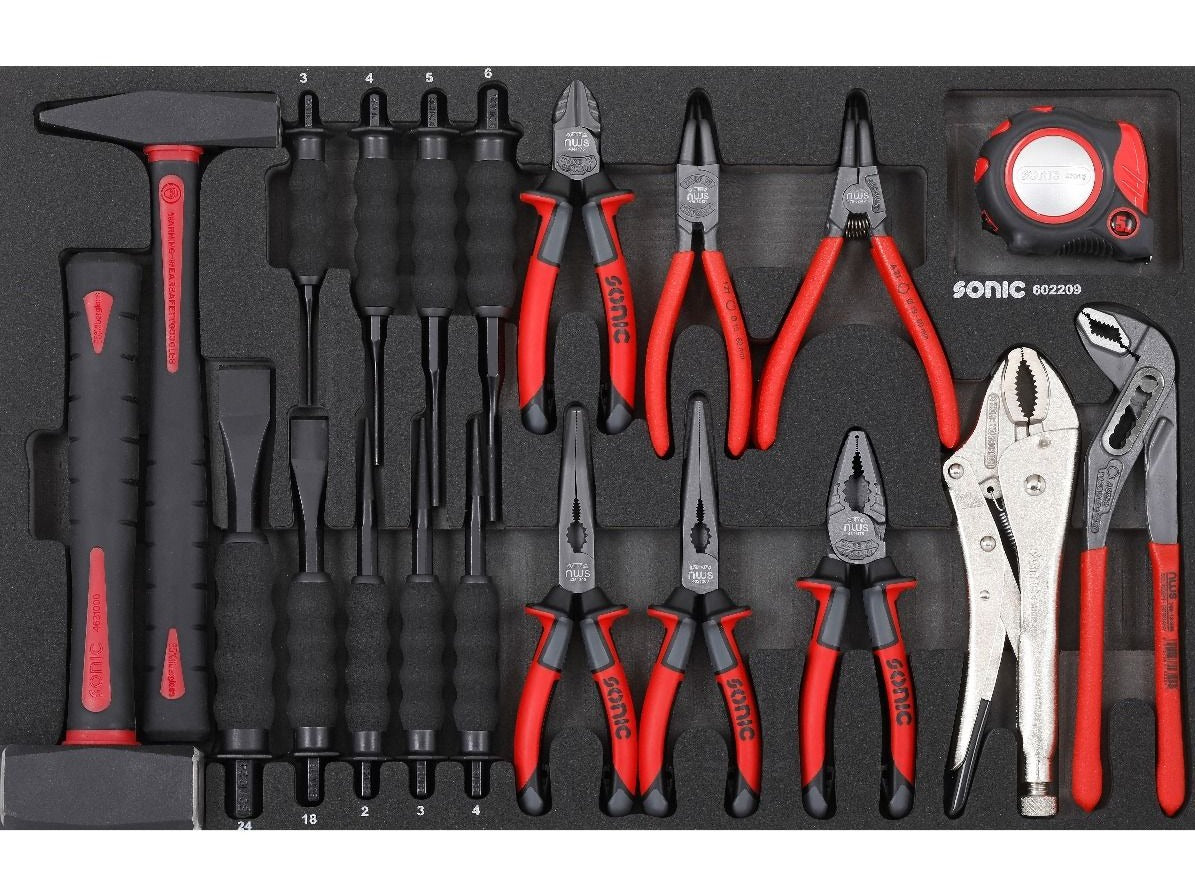 Sonic Foam System - Chisel, Hammer, Pliers Set - 22 Pieces - 26" (Medium)