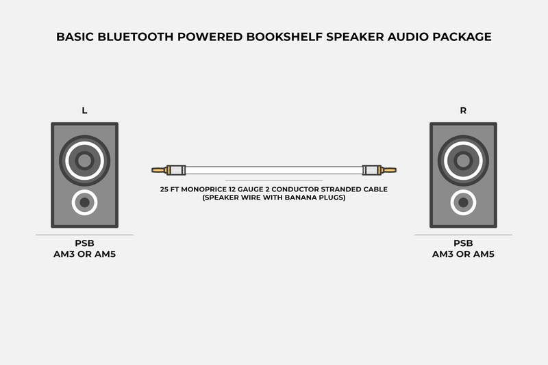 Basic Bluetooth Powered Bookshelf Speaker Audio Package