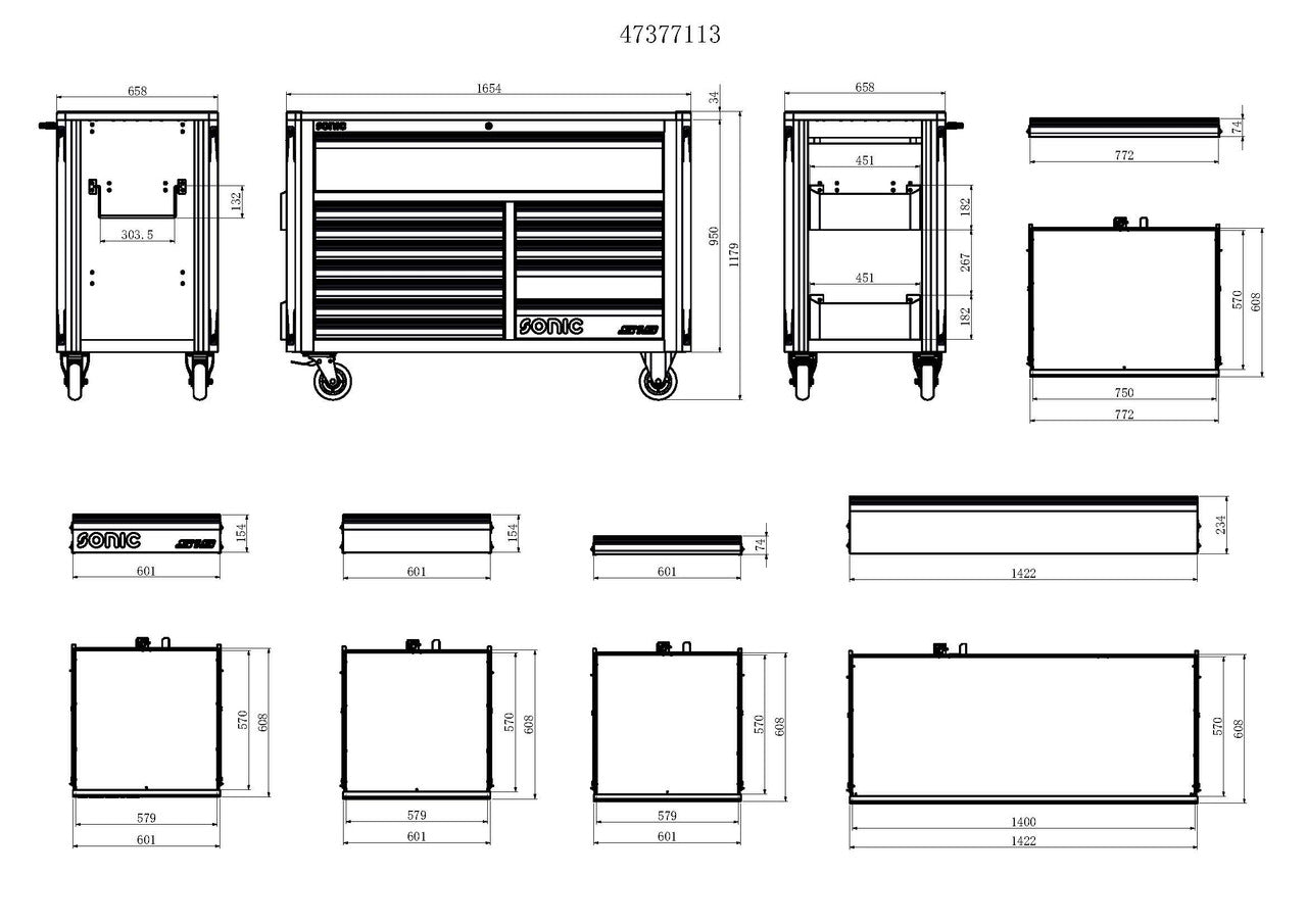 ニック　SET UP NEXT S13 Toolbox, 13 drawers - Sonic Tools