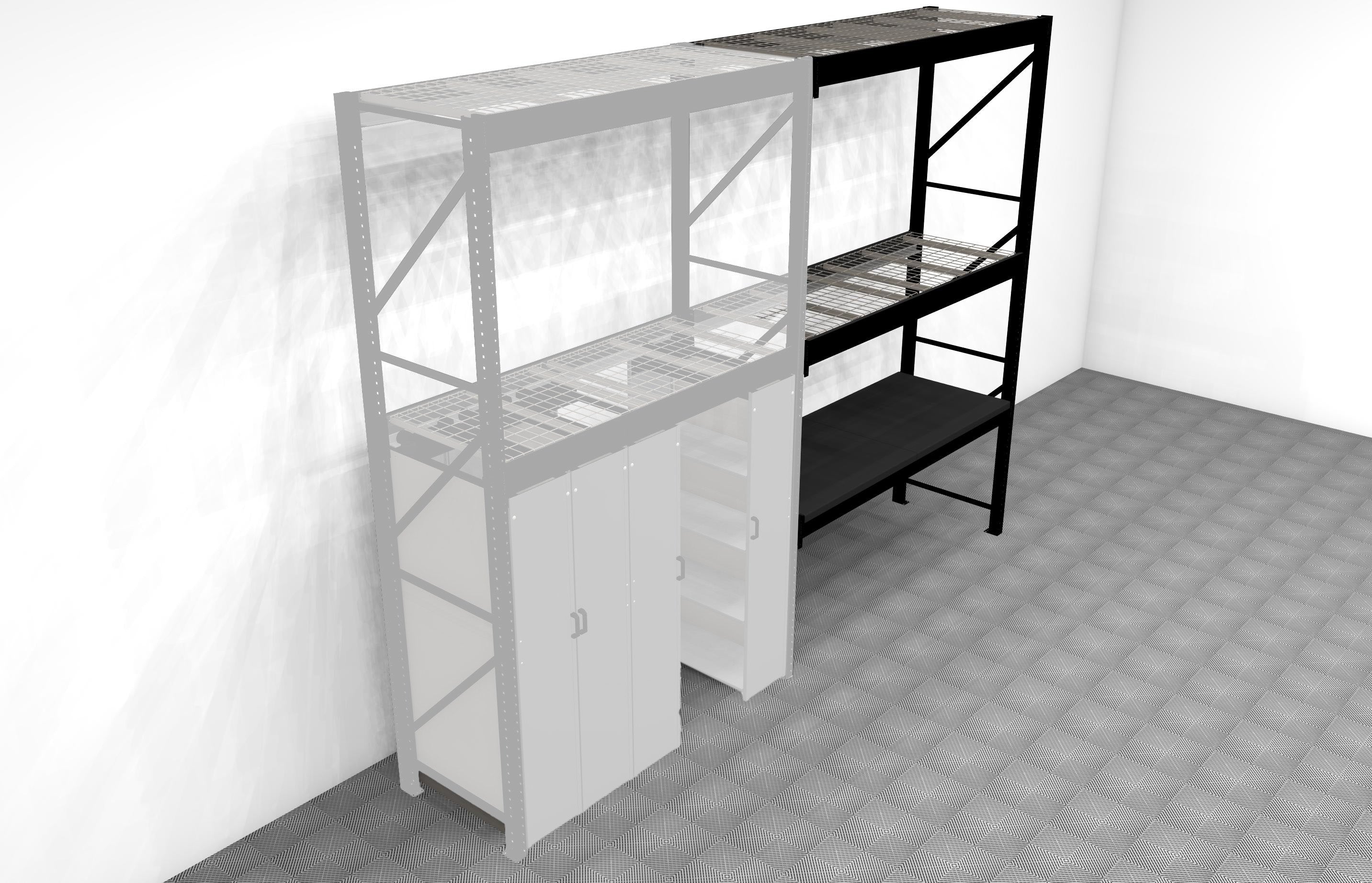Levrack Workstation Plus with Overhead Storage for Ultimate