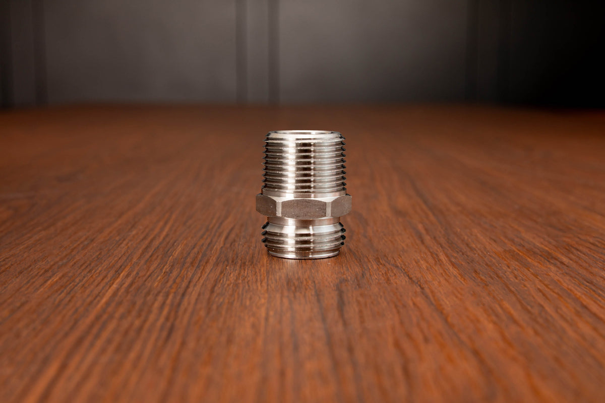 Stainless Steel 3/4" Male NPT to 3/4" Male GHT