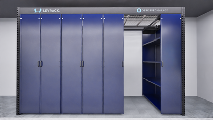 Levrack Storage Solution - Obsessed Garage Edition - Blue With Black Handles