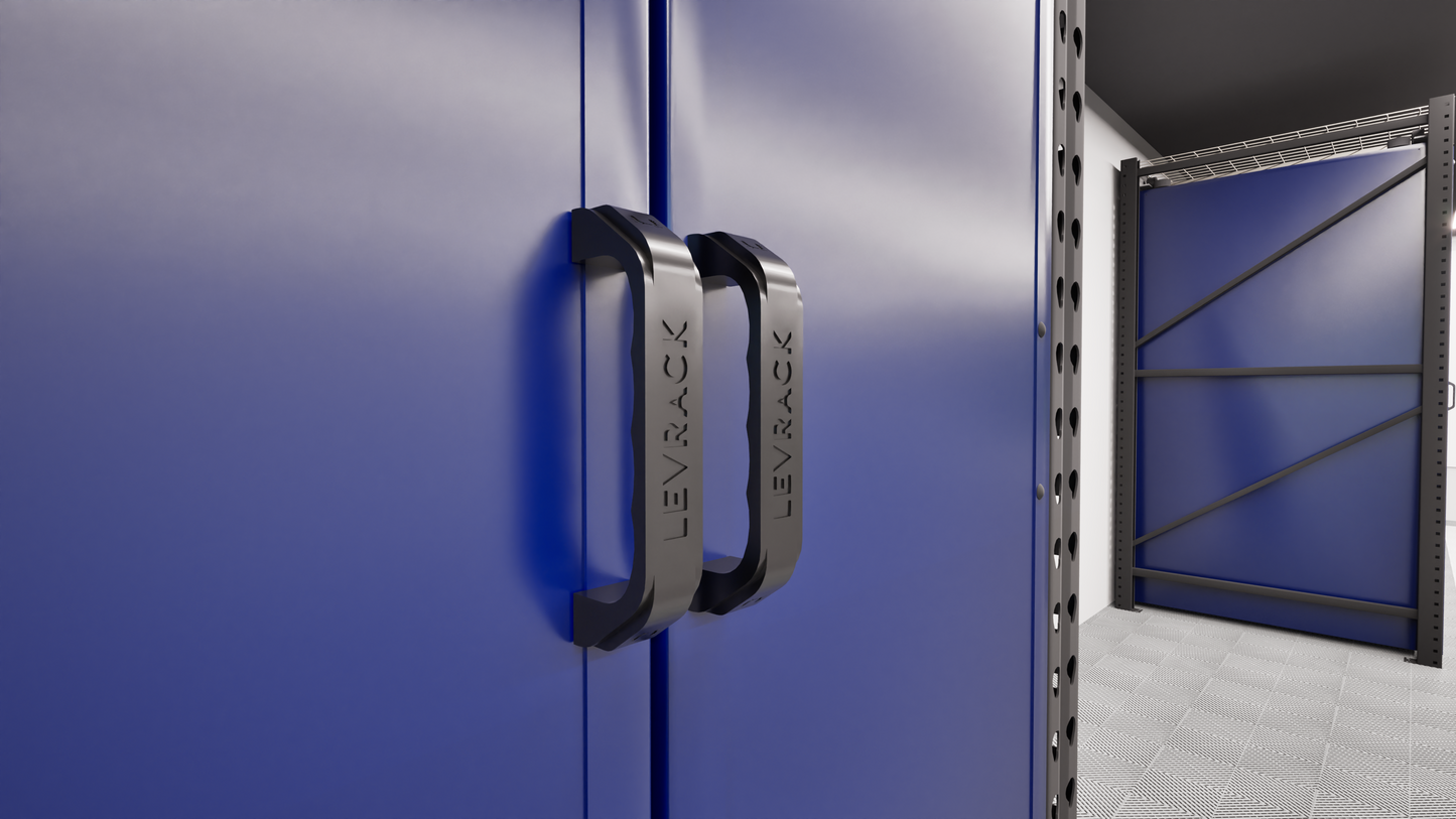 Levrack Storage Solution - Obsessed Garage Edition - Blue With Black Handles