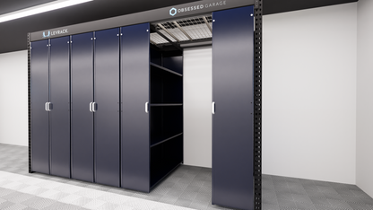 Levrack Storage Solution - Obsessed Garage Edition - Blue With Silver Handles