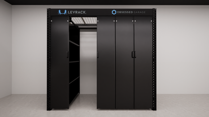 Levrack Storage Solution - Obsessed Garage Edition - Black With Black Handles