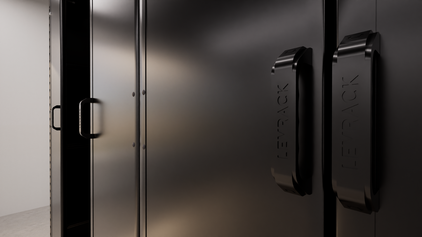 Levrack Storage Solution - Obsessed Garage Edition - Black With Black Handles