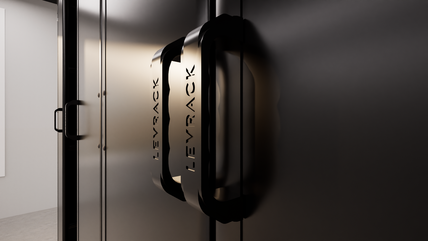 Levrack Storage Solution - Obsessed Garage Edition - Black With Black Handles