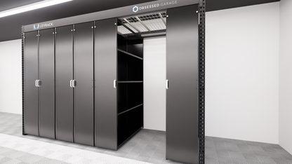 Levrack Storage Solution - Obsessed Garage Edition - Black With Silver Handles