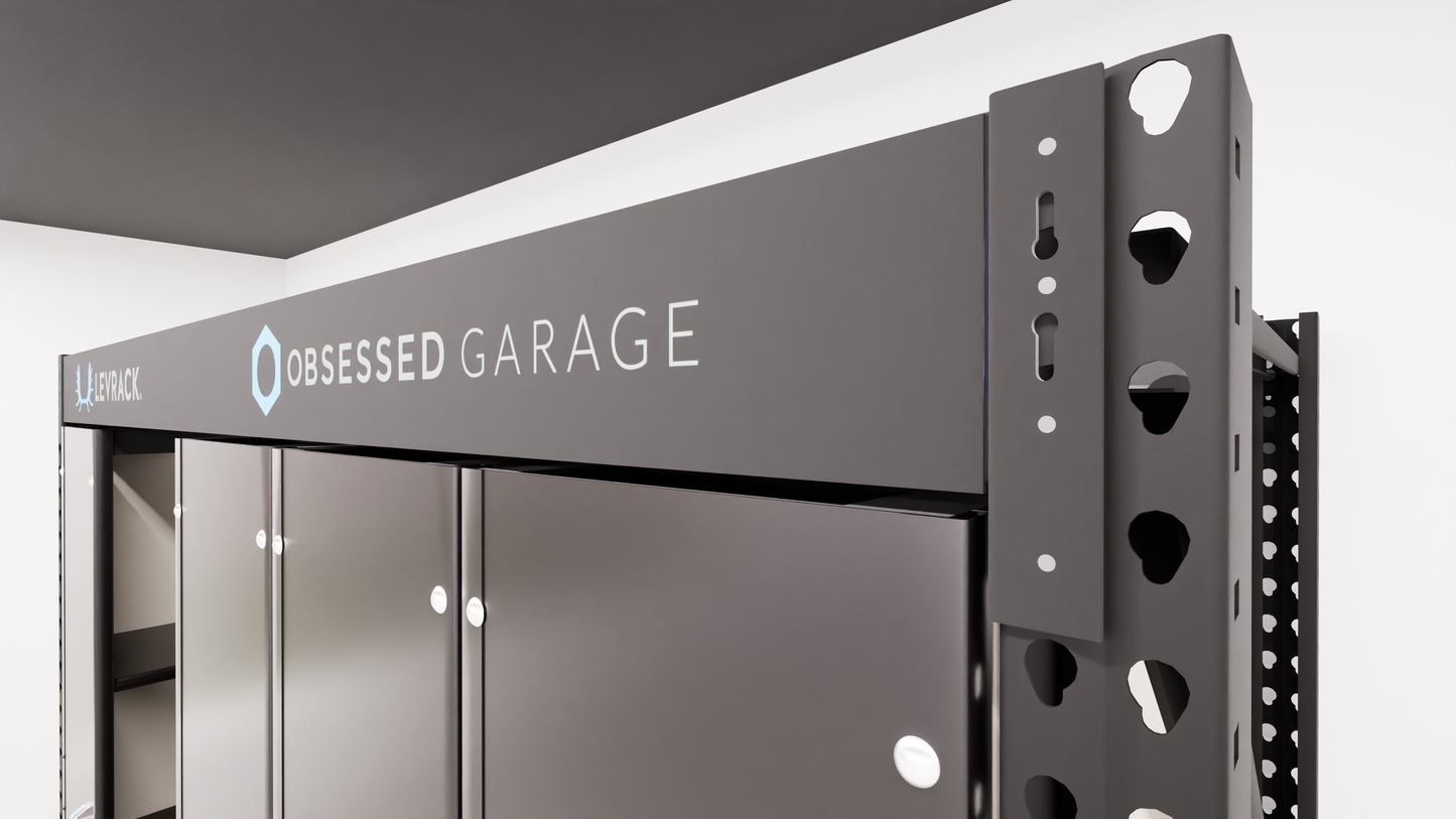 Levrack Storage Solution - Obsessed Garage Edition - Black With Silver Handles