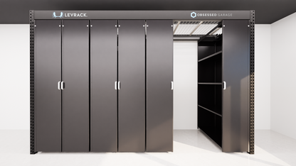 Levrack Storage Solution - Obsessed Garage Edition - Black With Silver Handles