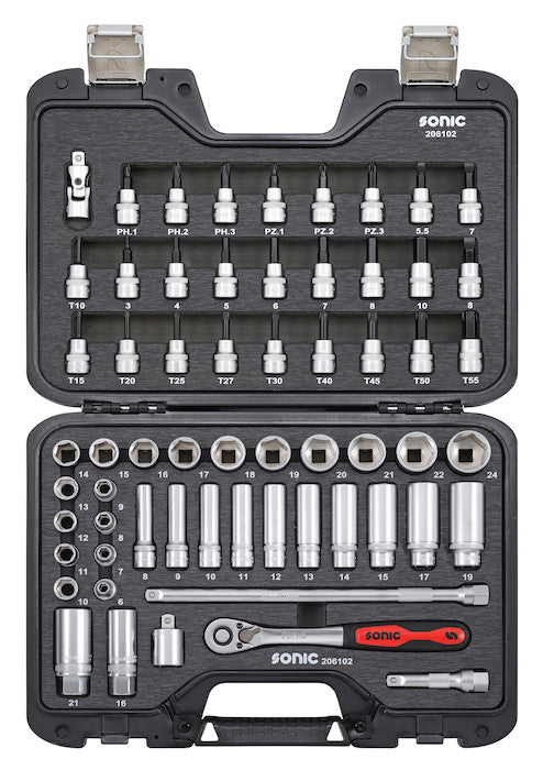 Sonic Tools Mobile Case Storage Socket and Bit Socket Set 3/8", 61-Pcs