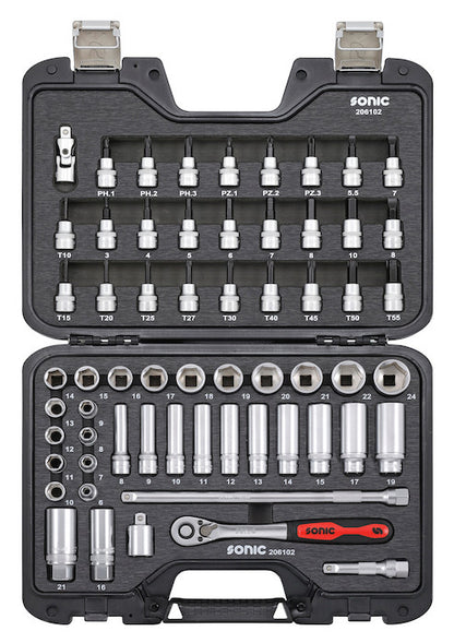 Sonic Tools Mobile Case Storage Socket and Bit Socket Set 3/8", 61-Pcs