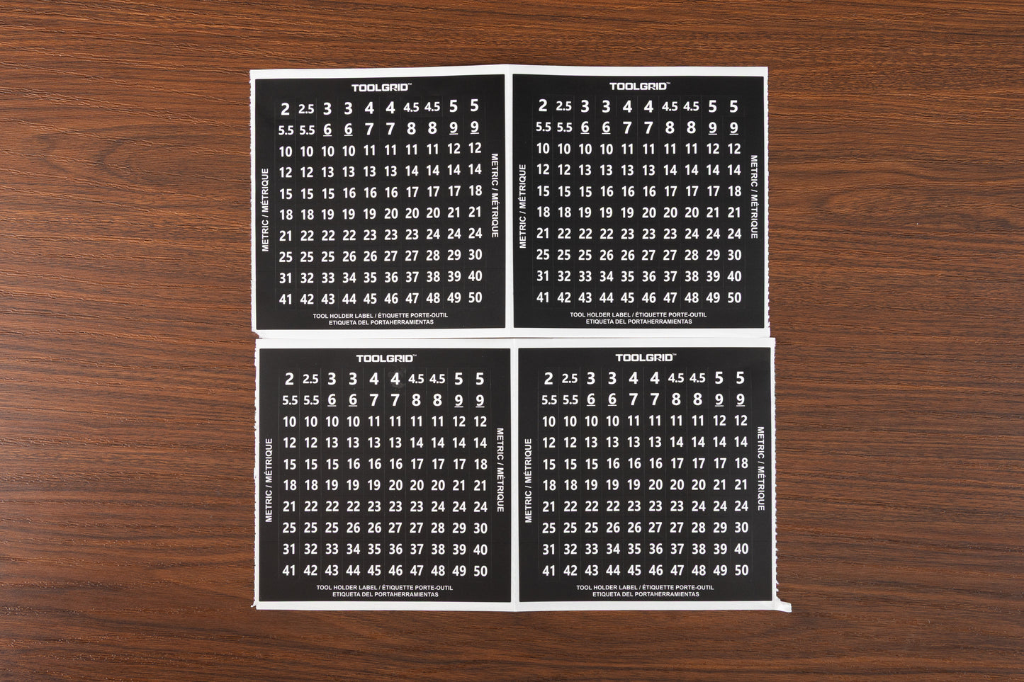 Tool Grid Identification Labels