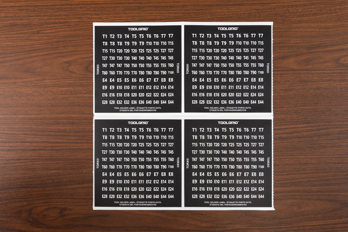 Tool Grid Identification Labels