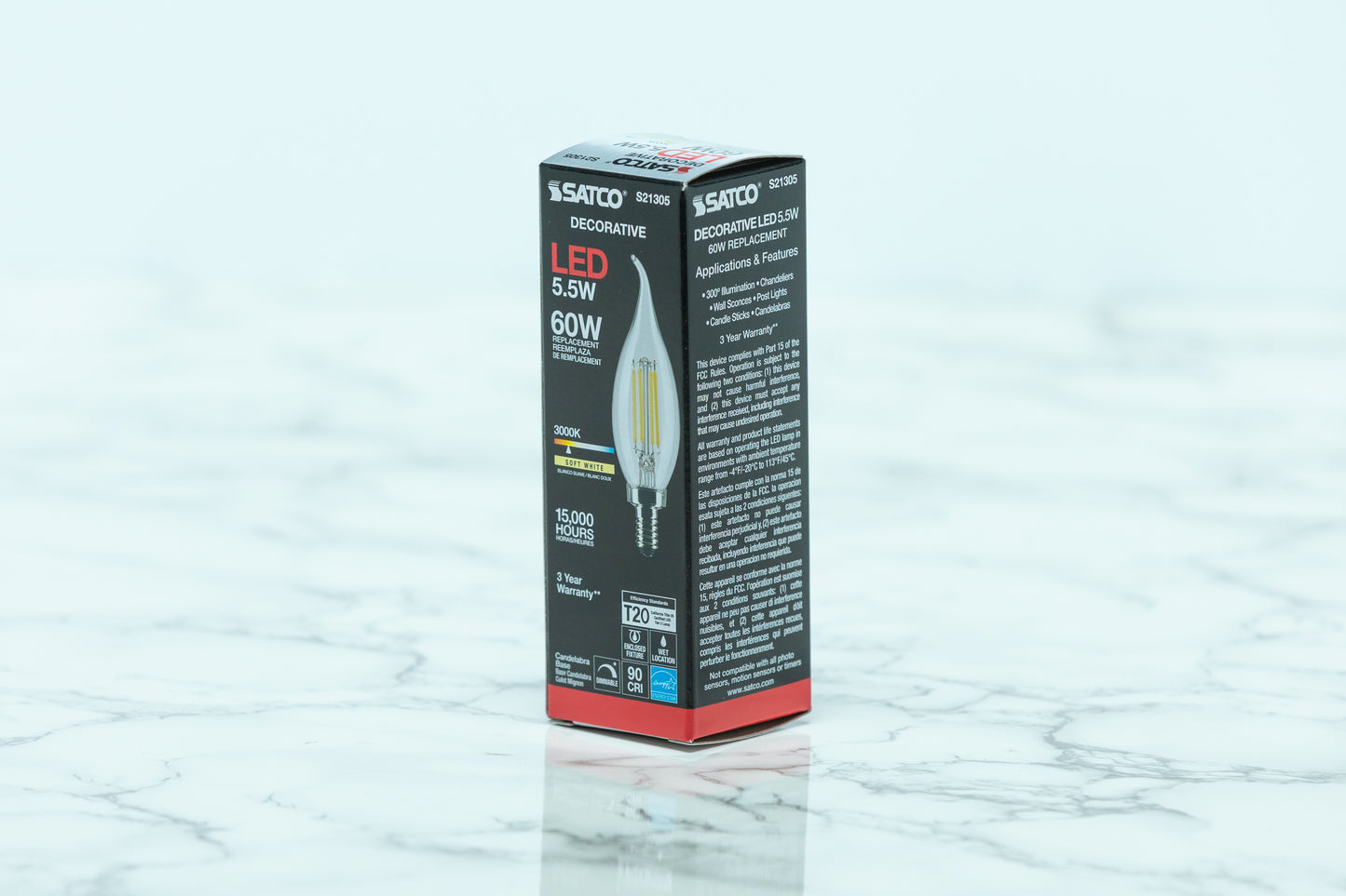 Satco Candelabra LED Light Bulb - S21305 - Decorative Bulb