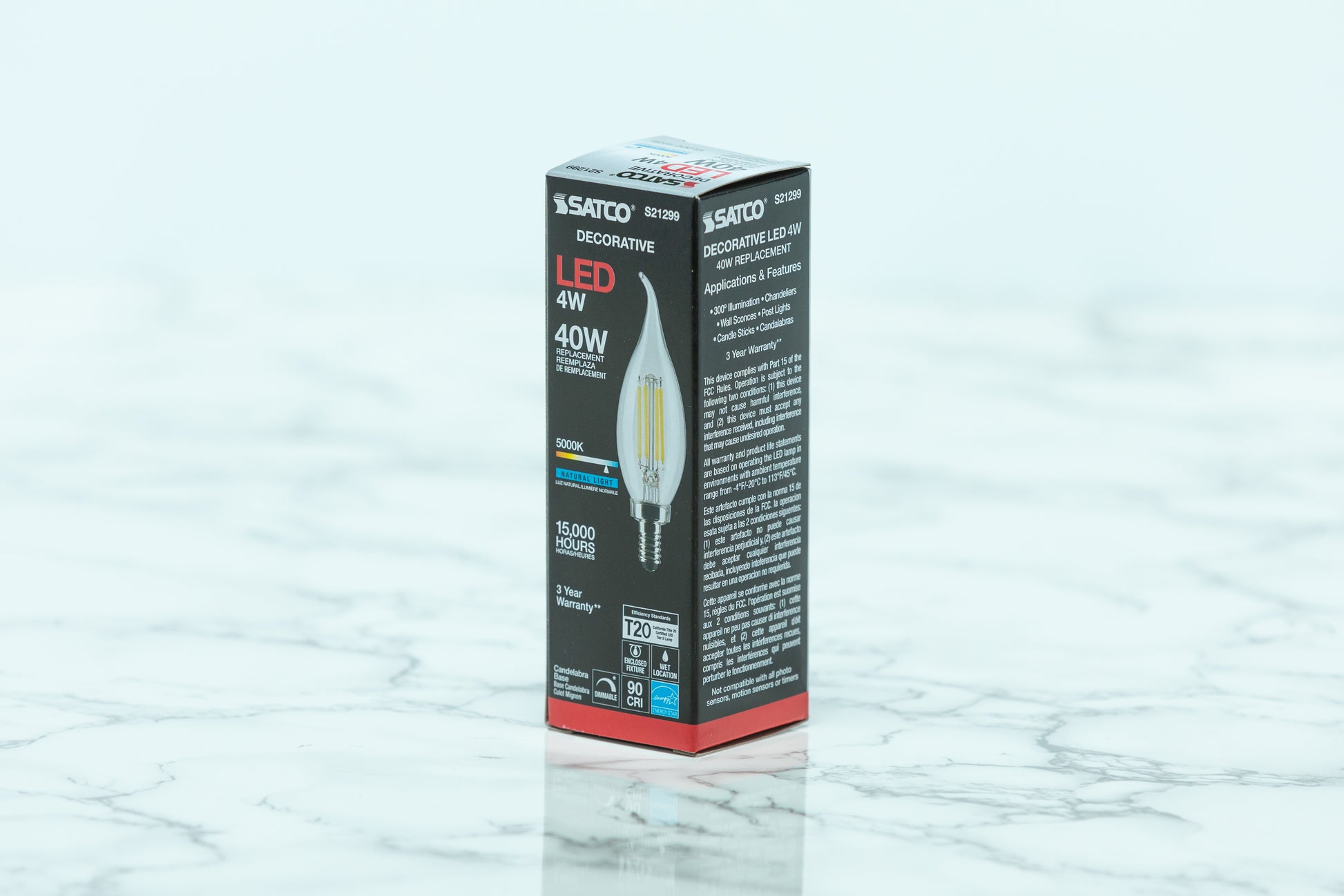 Satco Candelabra LED Light Bulb - S21299 - Decorative Bulb