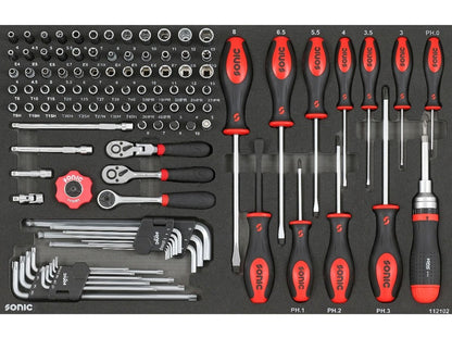 Sonic Foam System - Socket and Screwdriver Set 1/4" - 121 Pieces - 26" (Medium)