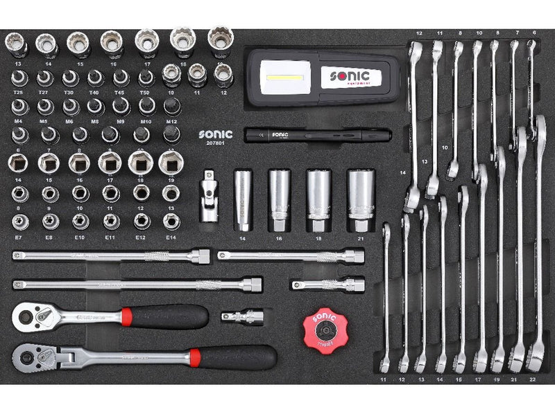 Sonic Foam System - Combination Socket Set & Wrenches 3/8" - 78 Pieces - 26" (Medium)