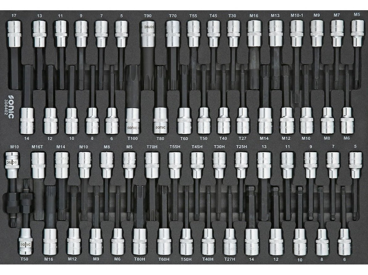 Sonic Foam System - Bit Socket Set 1/2" - 64 Pieces - 26" (Medium)