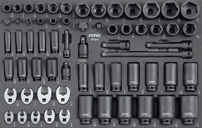 Sonic Tools SAE Impact Socket Set, 62-Pieces 26" - Medium