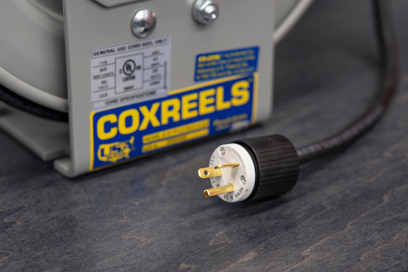 Coxreels PC10-3012-A Compact Efficient Heavy Duty Power Cord Reel w A  Single Industrial recept 12 Ga