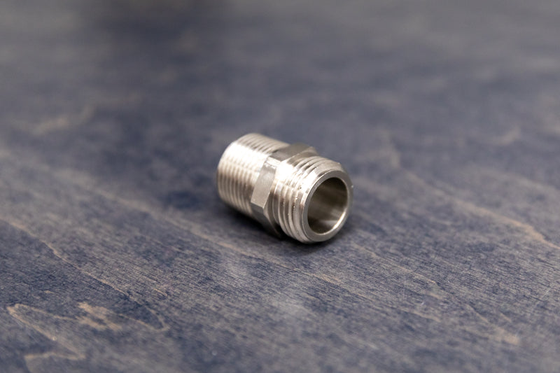 Stainless Steel 3/4" Male NPT to 3/4" Male GHT