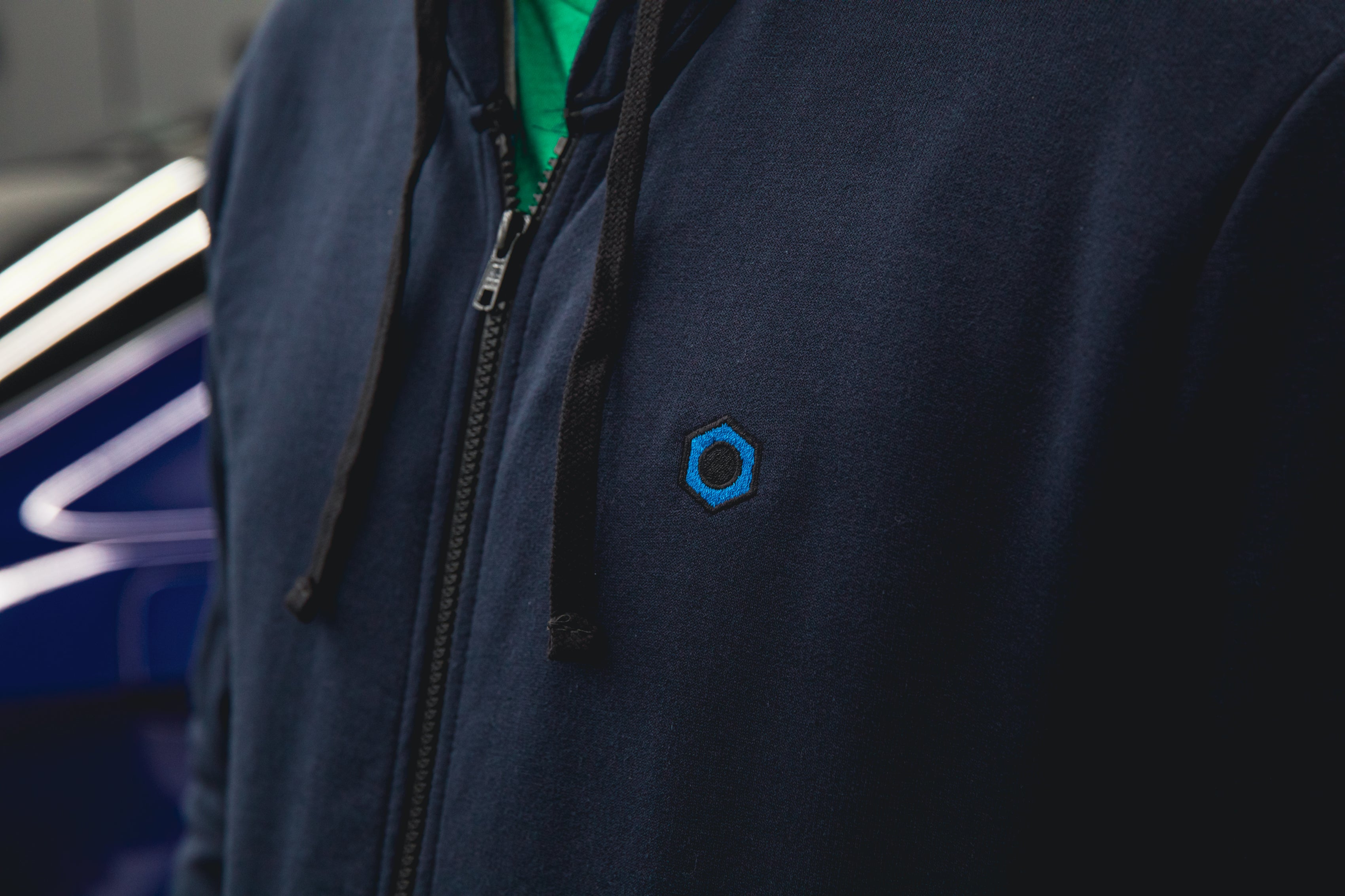 Minimalistic Hex Zip-Up Hoodie for Winter - Subtle Branding in 3